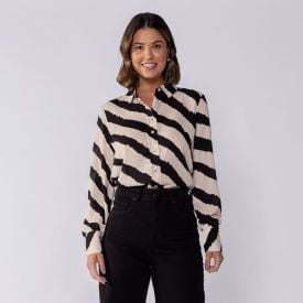 Camisa Feminina Manga Longa Em Crepe Patricia Foster