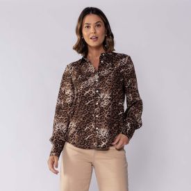 Camisa Feminina Manga Longa Em Crepe Patricia Foster