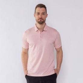 Camisa Polo Masculina De Algodão Marc Alain Rose/Off White