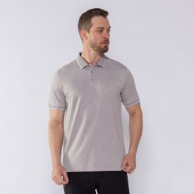 Camisa Polo Masculina De Algodão Marc Alain Cinza/Off White