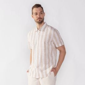 Camisa Masculina De Botão Algodão Thing Kaki E Off White