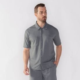 Camisa Masculina De Botão Com Bolso Thing Verde Novo