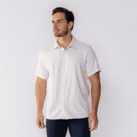 Camisa Masculina De Botão Manga Curta Marc Alain Off White