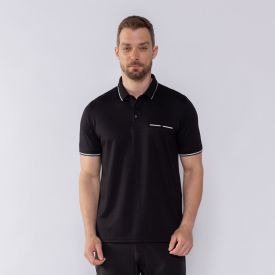 Camisa Polo Masculina Jacquard Marc Alain Preto/Fendi