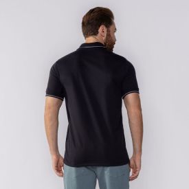 Camisa Polo Masculina Com Bolso Marc Alain Preto