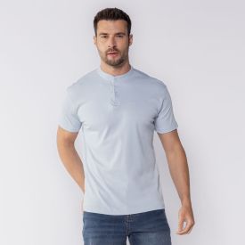 Camisa Polo Masculina De Algodão Dixie Azul Claro