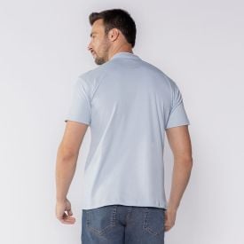 Camisa Polo Masculina De Algodão Dixie Azul Claro