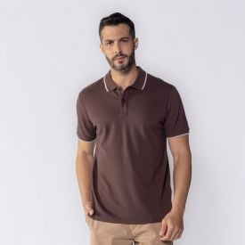 Camisa Polo Masculina De Algodão Marc Alain Marrom