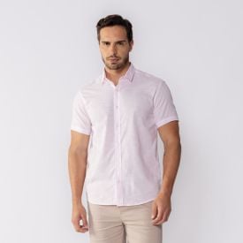 Camisa Social Masculina Manga Curta Marc Alain Rosa