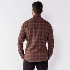 Camisa Xadrez Masculina Em Flanela Marc Alain Marrom Ft235-007