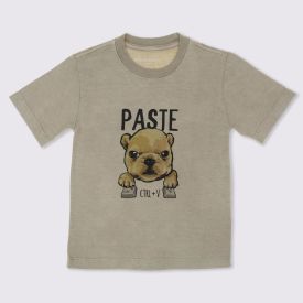 Camiseta 1 a 3 anos Cachorro Paste Yoyo Kids Bege