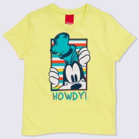 Camiseta 1 a 3 anos M/Malha Pateta Howdy Disney Verde