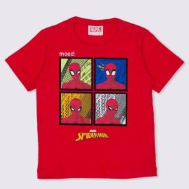 Camiseta 1 a 3 anos Malha Spider Man Quadrinhos Marvel Vermelho