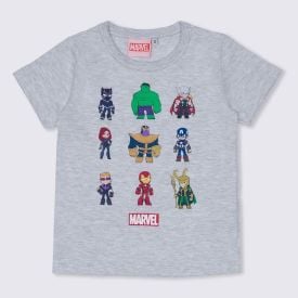 Camiseta 1 a 3 anos Malha Super Heróis Brandili Mescla