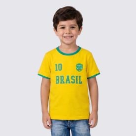 Camiseta Brasil Infantil Menino 4 A 10 Anos Brandili