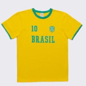 Camiseta Brasil Juvenil Menino 12 A 16 Anos Brandili Amarelo York