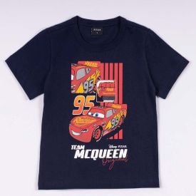 Camiseta Carros Infantil 1 a 3 Anos Disney Azul Marinho