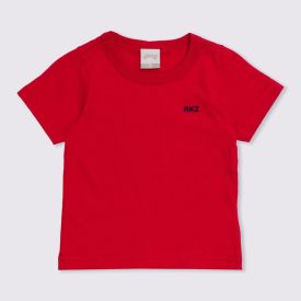 Camiseta de Bebê Básico Bordado AKZ Alakazoo Vermelho Stop Sign