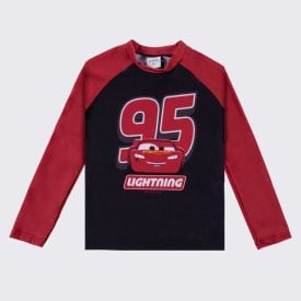 Camiseta Infantil Com Proteção UV McQueen 4 a 10 Anos Disney Azul Marinho