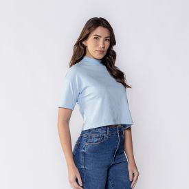 Camiseta Feminina Box Gola Alta De Algodão Boby Blues
