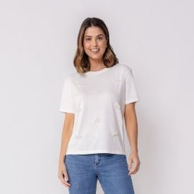 Camiseta Feminina Com Laços Boby Blues Off White