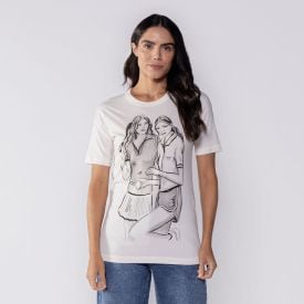 Camiseta Feminina De Algodão Boby Blues Off White