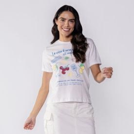 Camiseta Feminina La Vita Boby Blues Off White