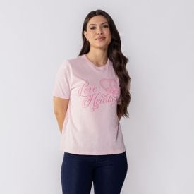 Camiseta Feminina Love Hearts Boby Blues Rosa Ciclame
