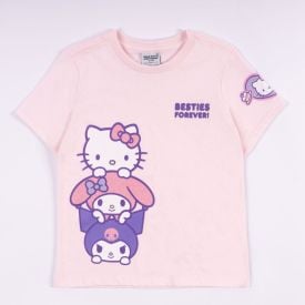 Camiseta Hello Kitty Besties Forever Infantil 4 a 10 Anos Sanrio Rosa Bebe