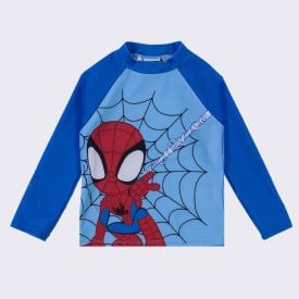 Camiseta Infantil Com Proteção UV Homem Aranha 1 a 4 Anos Marvel Azul