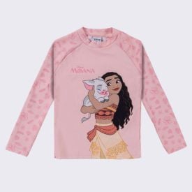 Camiseta Infantil Com Proteção UV Moana 4 a 10 Anos Disney Coral
