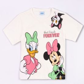 Camiseta Infantil Minnie E Margarida 4 a 10 Anos Disney Marfim