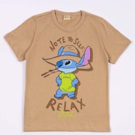 Camiseta Stitch Infantil 4 a 10 Anos Disney Camelo