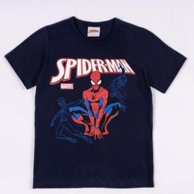 Camiseta Homem-Aranha Infantil 4 a 10 Anos Marvel Azul Marinho