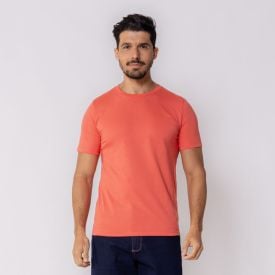 Camiseta Masculina Básica De Algodão Marc Alain Coral 18-1651