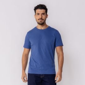 Camiseta Masculina Básica De Algodão Marc Alain Azul Realeza