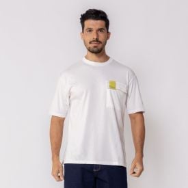Camiseta Masculina Com Bolso Thing Off White
