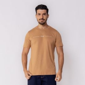 Camiseta Masculina Lettering Marc Alain  Caramelo