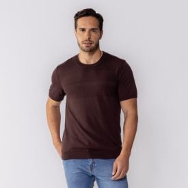 Camiseta Masculina Manga Curta Tricot Marc Alain Cacau