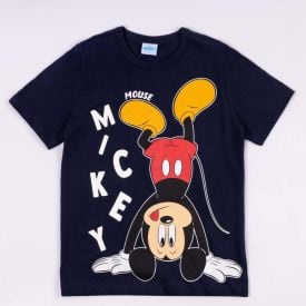 Camiseta Mickey Mouse Infantil 4 a 10 Anos Disney Azul Marinho