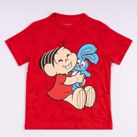 Camiseta Mônica E Sansão Infantil 4 a 10 Anos Bandup Vermelho