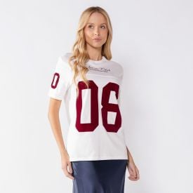 Camiseta Oversized Feminina College Boby Blues Off White