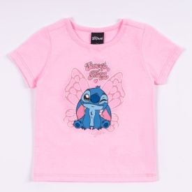 Camiseta Stitch Infantil 1 a 3 Anos Disney Pink