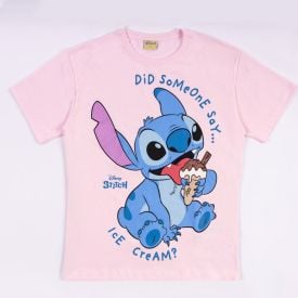 Camiseta Stitch Juvenil 12 a 16 Anos Disney Rosa Lavanda