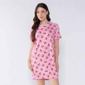 Camisola Feminina Manga Curta Cereja Camila Moretti Rosa