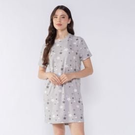 Camisola Feminina Manga Curta Estrela Camila Moretti Cinza