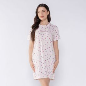 Camisola Feminina Manga Curta Poá Camila Moretti Off White