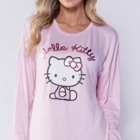 Camisola Manga Longa Em Malha Tricot Sanrio Hello Kitty