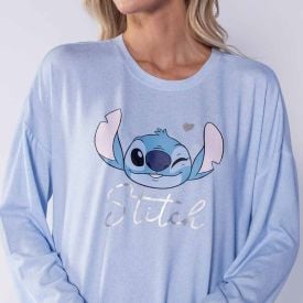 Camisola Manga Longa Em Malha Tricot Disney Stitch