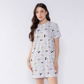 Camisola Mickey Feminina Manga Curta Disney Azul
